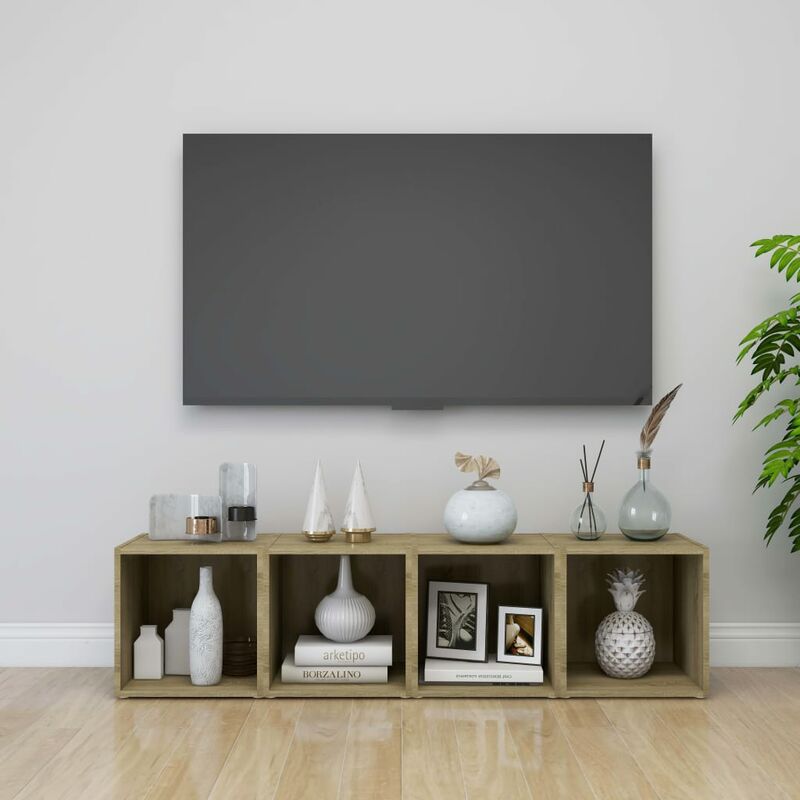 

Muebles para TV 4 uds aglomerado roble Sonoma 37x35x37 cm - Marrón - Youthup