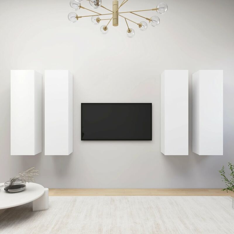 

Muebles para TV 4 unidades aglomerado blanco 30,5x30x110 cm - Blanco - Youthup