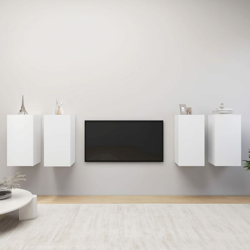 

Muebles para TV 4 unidades aglomerado blanco 30,5x30x60 cm - Blanco - Youthup