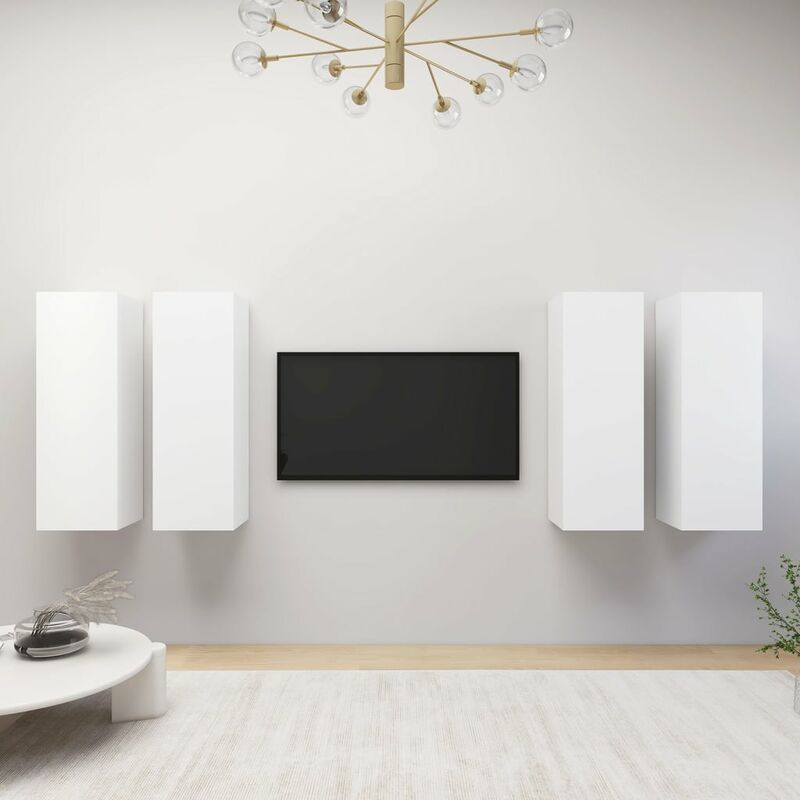 

Muebles para TV 4 unidades aglomerado blanco 30,5x30x90 cm - Blanco - Youthup