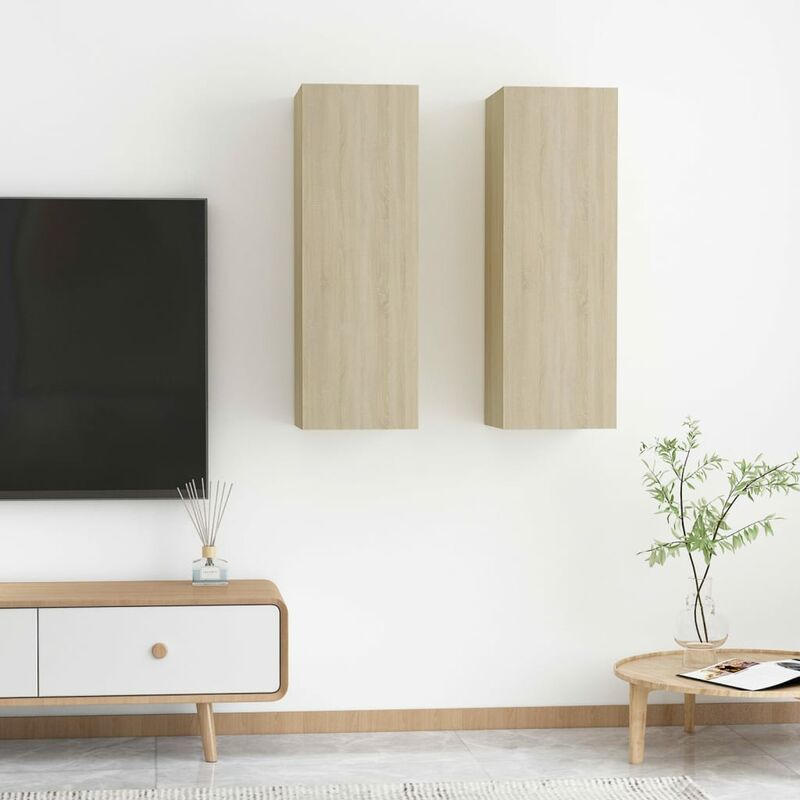 

Muebles TV 2 uds aglomerado color roble Sonoma 30,5x30x90 cm - Marrón - Youthup