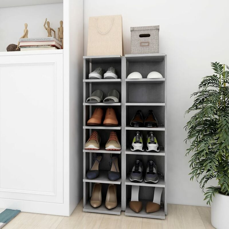 

Muebles zapateros 2 uds gris hormigón 25x27x102 cm - Gris - Youthup
