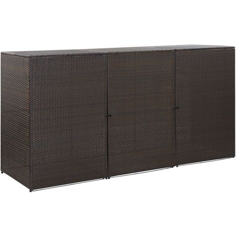 YOUTHUP Mülltonnenbox für 3 Tonnen Braun 229 x 78 x 120 cm Poly Rattan