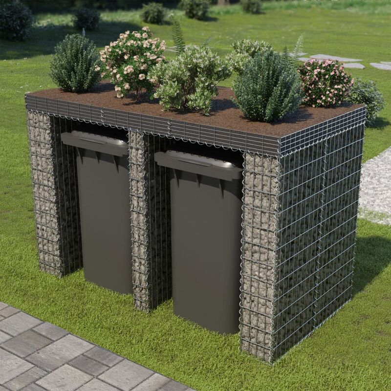 

Youthup - Muro de gaviones para contenedor de basura acero 190x100x130cm - Plateado