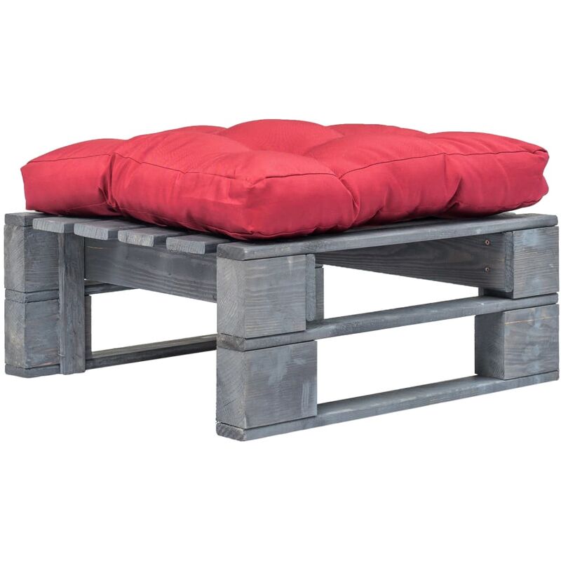 

Otomana de jardín de palés con cojín rojo de madera gris - Rojo - Youthup