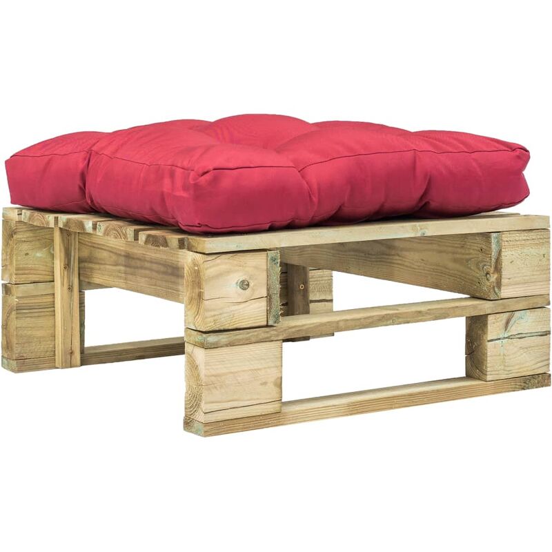 

YOUTHUP Otomana de jardín de palés con cojín rojo de madera verde - Rojo
