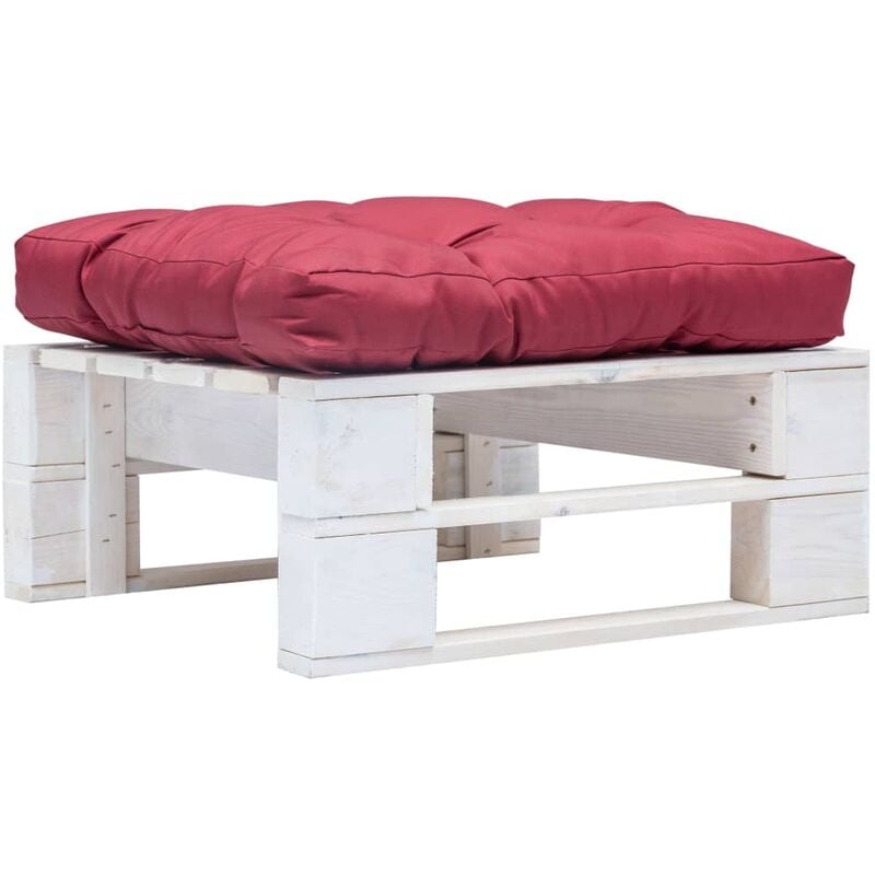 

Otomana de jardín de palés con cojín rojo madera blanca - Rojo - Youthup