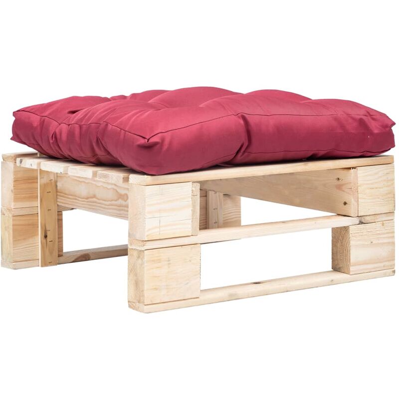 

Otomana de jardín de palés con cojín rojo madera natural - Rojo - Youthup