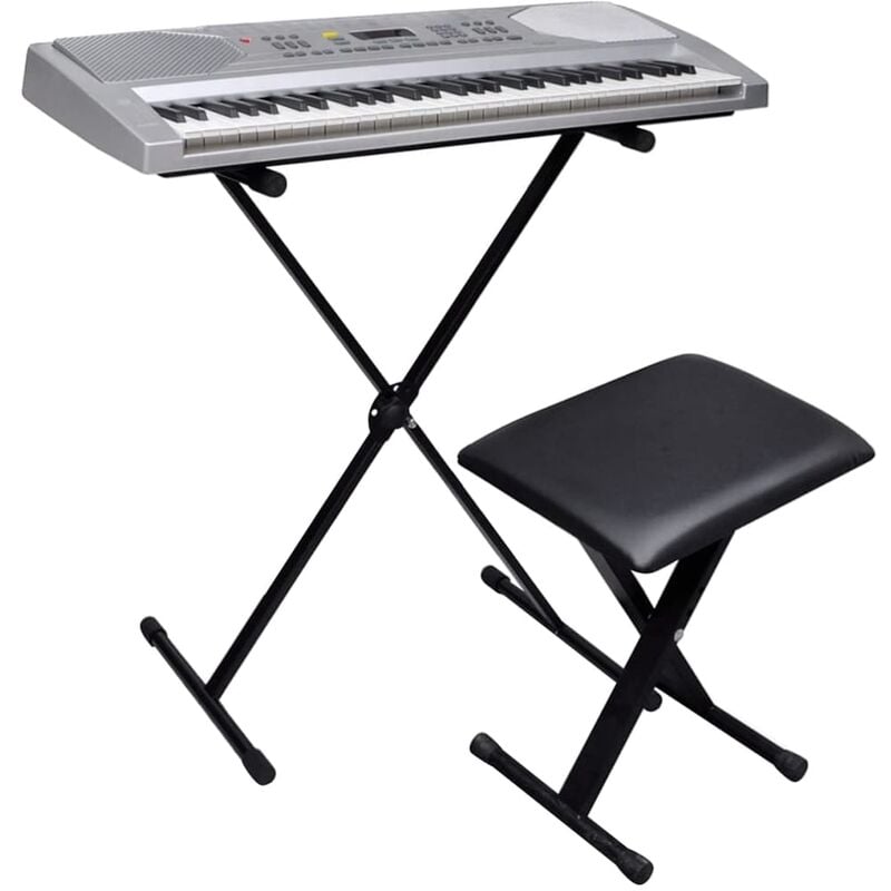

Piano eléctrico de 61 teclas con atril, soporte ajustable y taburete - Plateado - Youthup