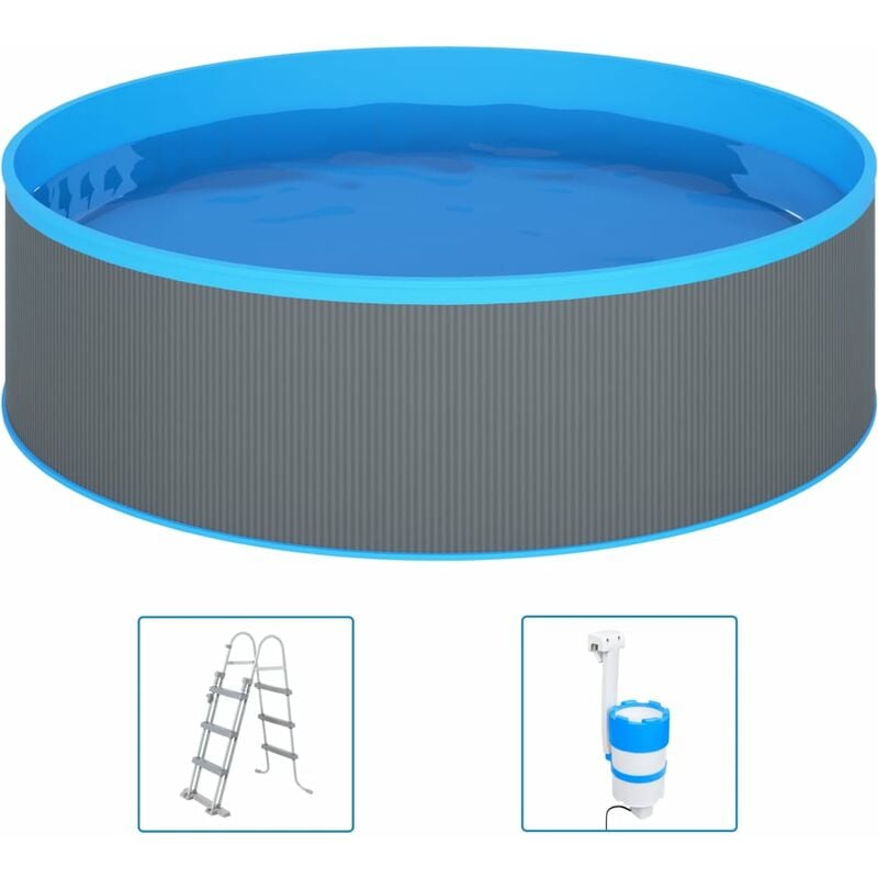 

Piscina de chapoteo con escalera y bomba 350x90 cm gris - Youthup