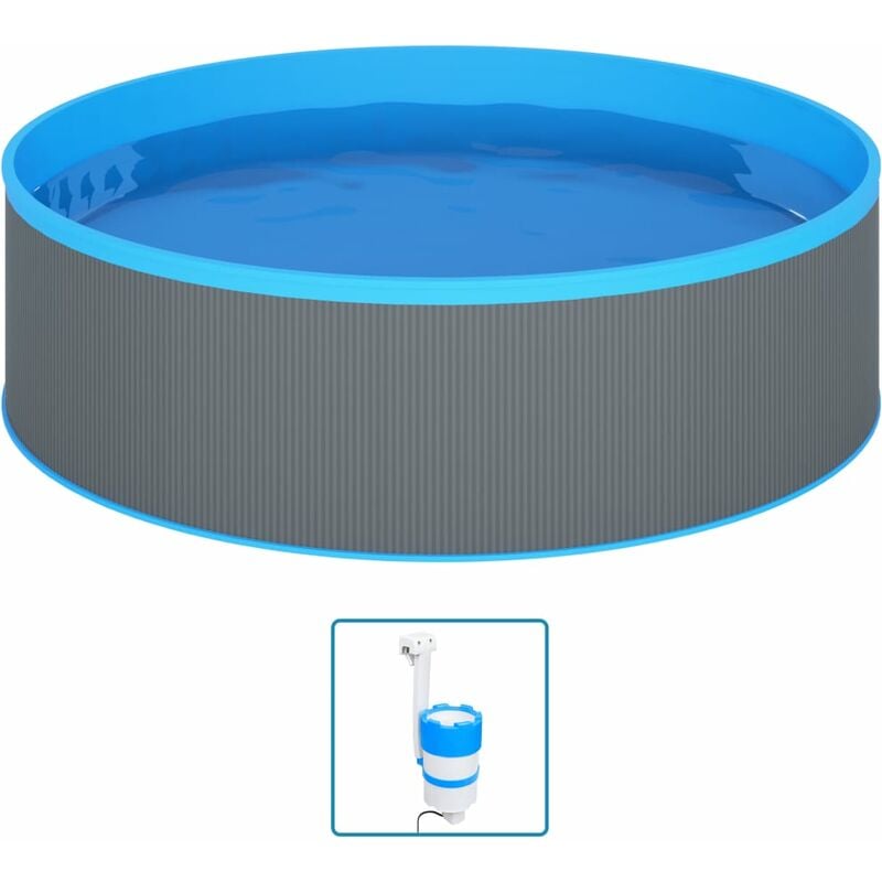 

Piscina de chapoteo con skimmer colgante y bomba 350x90 cm gris - Youthup