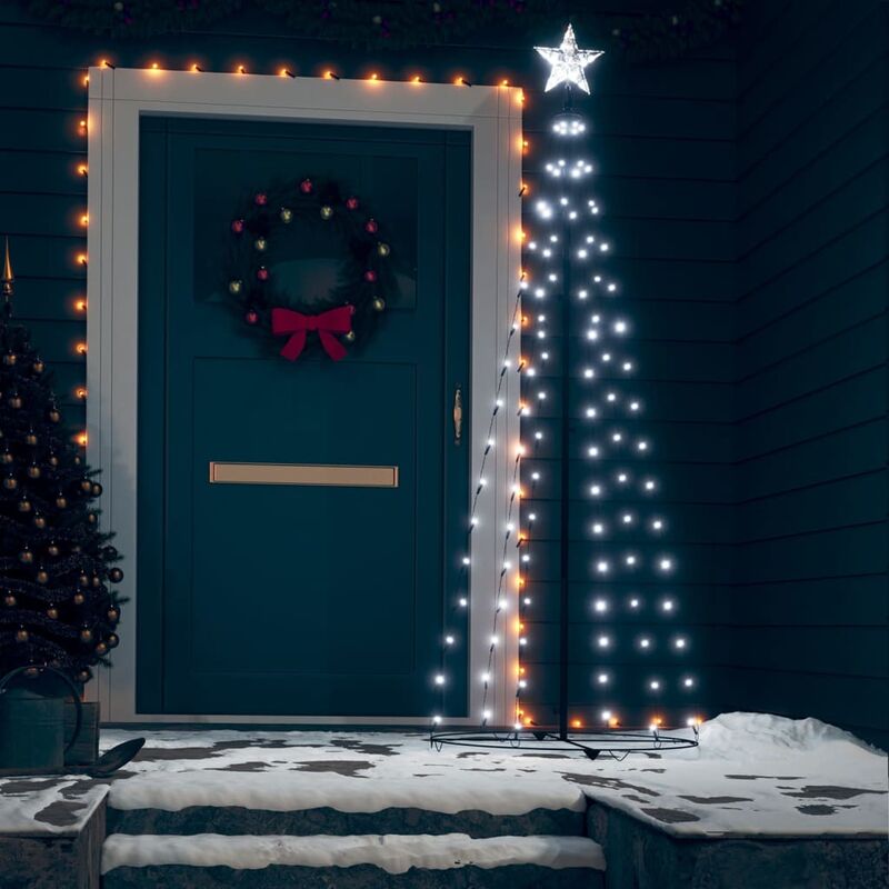 

Árbol cono de Navidad 100 LEDs decoración blanco frío 70x180 cm - Blanco - Youthup