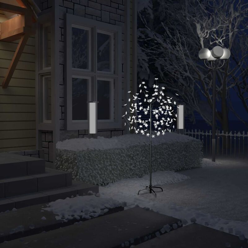 

YOUTHUP Árbol de Navidad 120 LEDs blanco frío flores de cerezo 150 cm - Negro