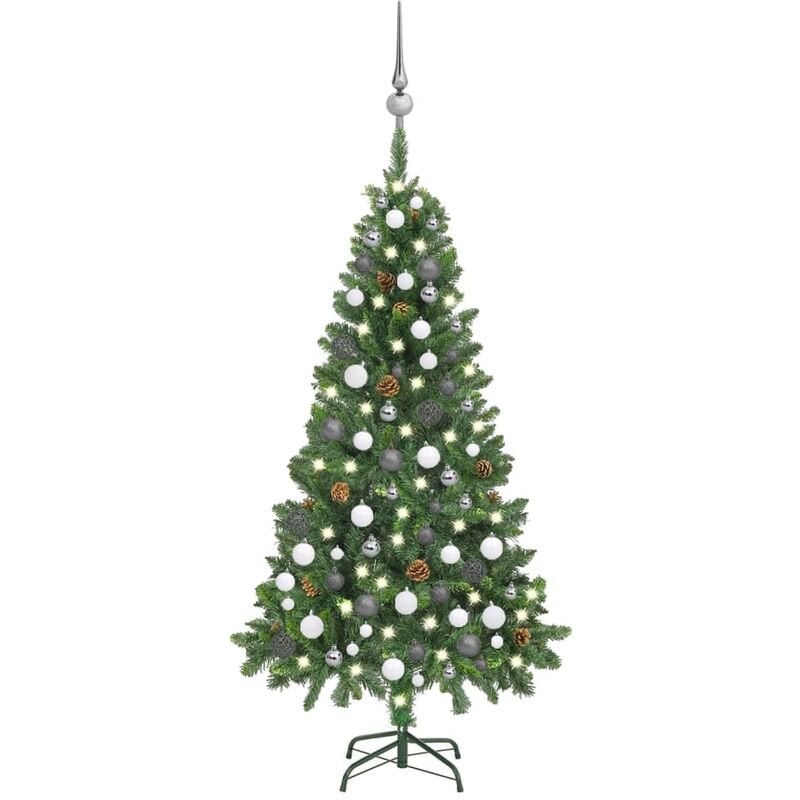 

Árbol de Navidad artificial con LED bolas y piñas 150 cm - Youthup