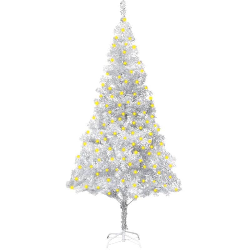 

YOUTHUP Árbol de Navidad artificial con LED soporte plateado PET 180 cm