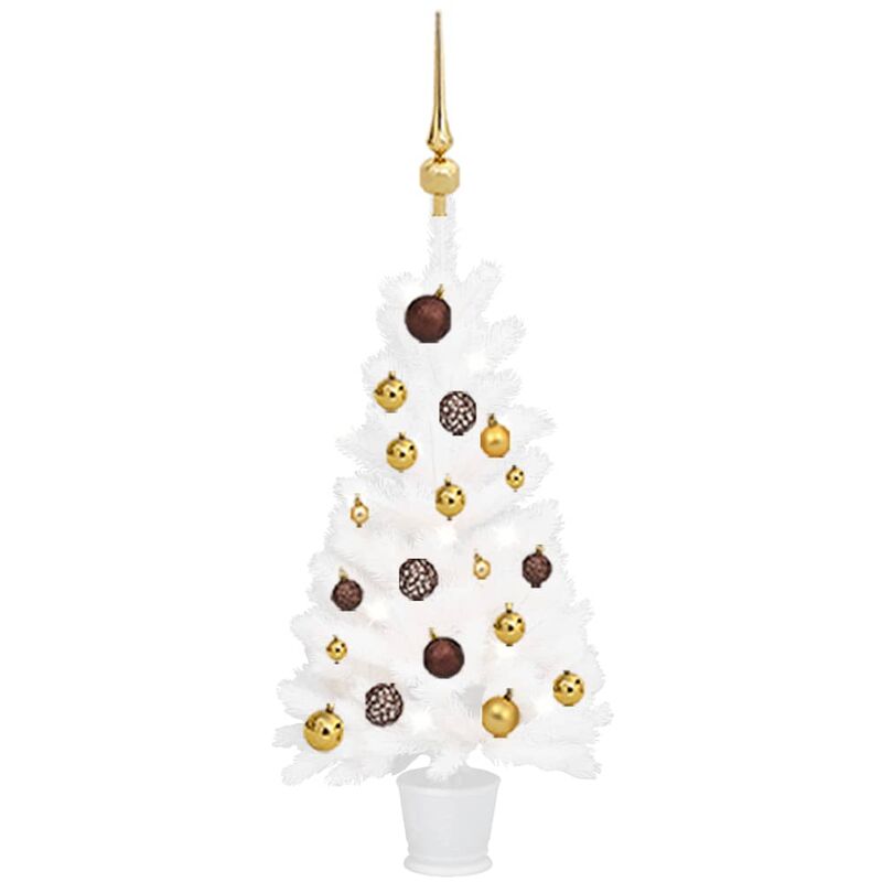 

Árbol de Navidad artificial con LED y bolas blanco 90 cm - Youthup