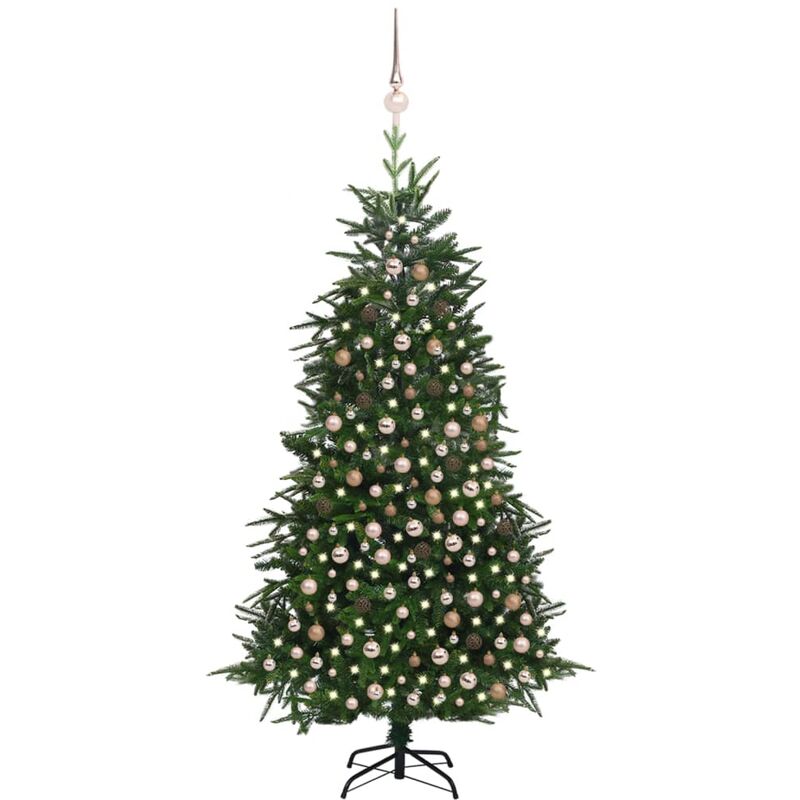 

Árbol de Navidad artificial con LED y bolas PVC PE verde 210 cm - Youthup