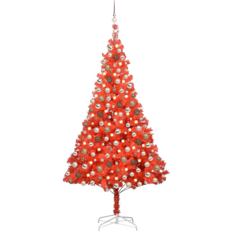 

YOUTHUP Árbol de Navidad artificial con LED y bolas PVC rojo 210 cm