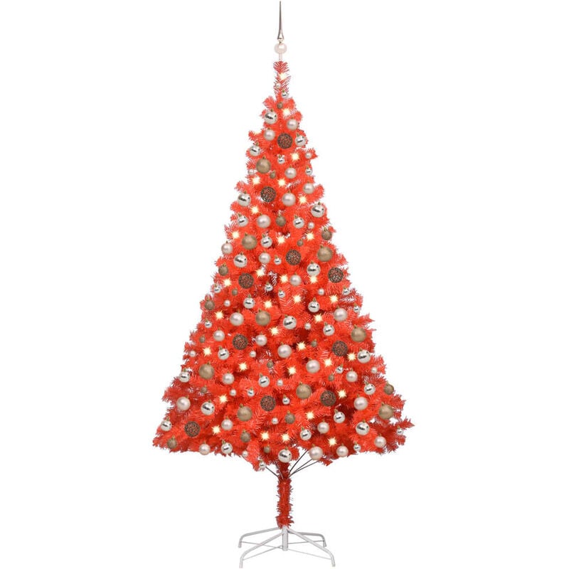 

Árbol de Navidad artificial con LED y bolas PVC rojo 240 cm - Youthup
