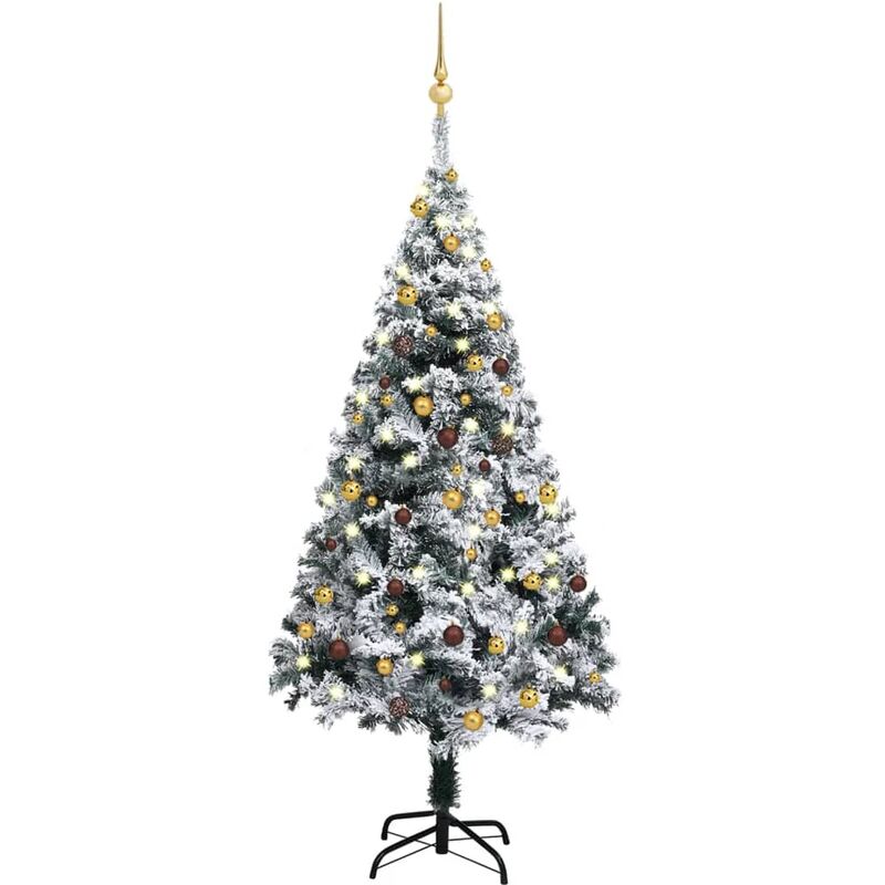 

Árbol de Navidad artificial con LED y bolas PVC verde 150 cm - Youthup