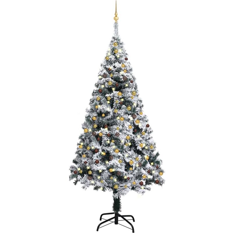 

Árbol de Navidad artificial con LED y bolas verde PVC 240 cm - Youthup