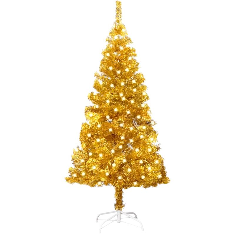 

YOUTHUP Árbol de Navidad artificial con LED y soporte dorado PET 120 cm