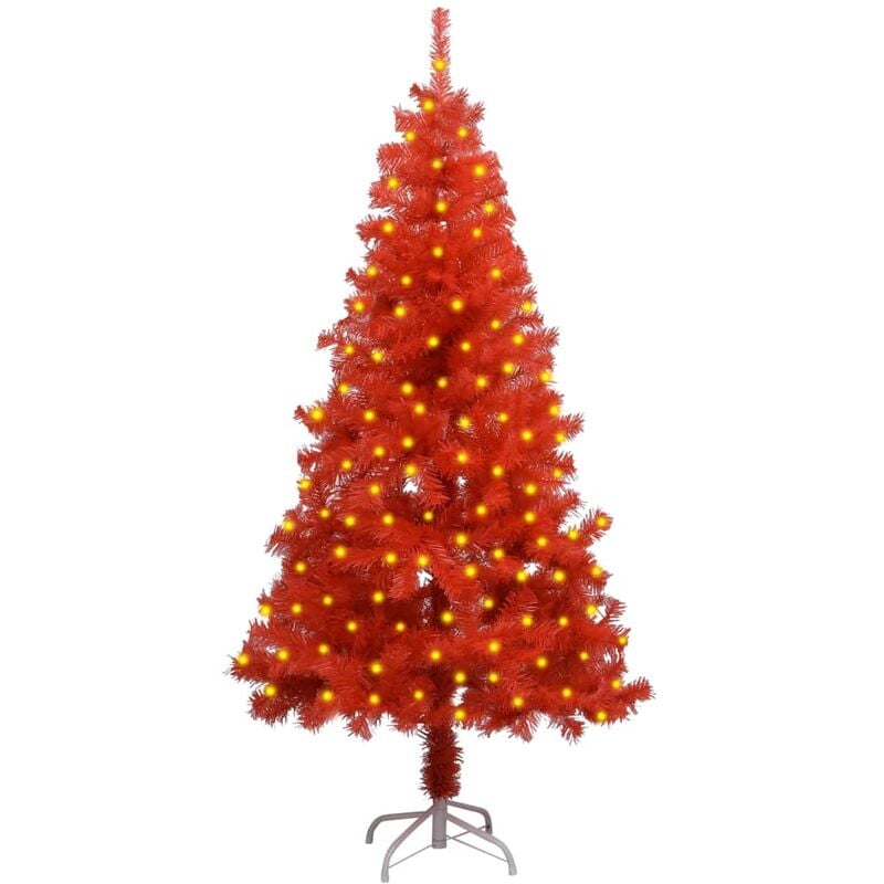 

Árbol de Navidad artificial con LED y soporte rojo PVC 150 cm - Youthup