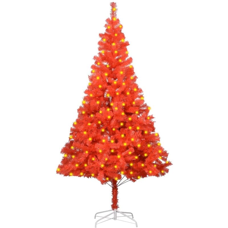 

Árbol de Navidad artificial con LED y soporte rojo PVC 180 cm - Youthup