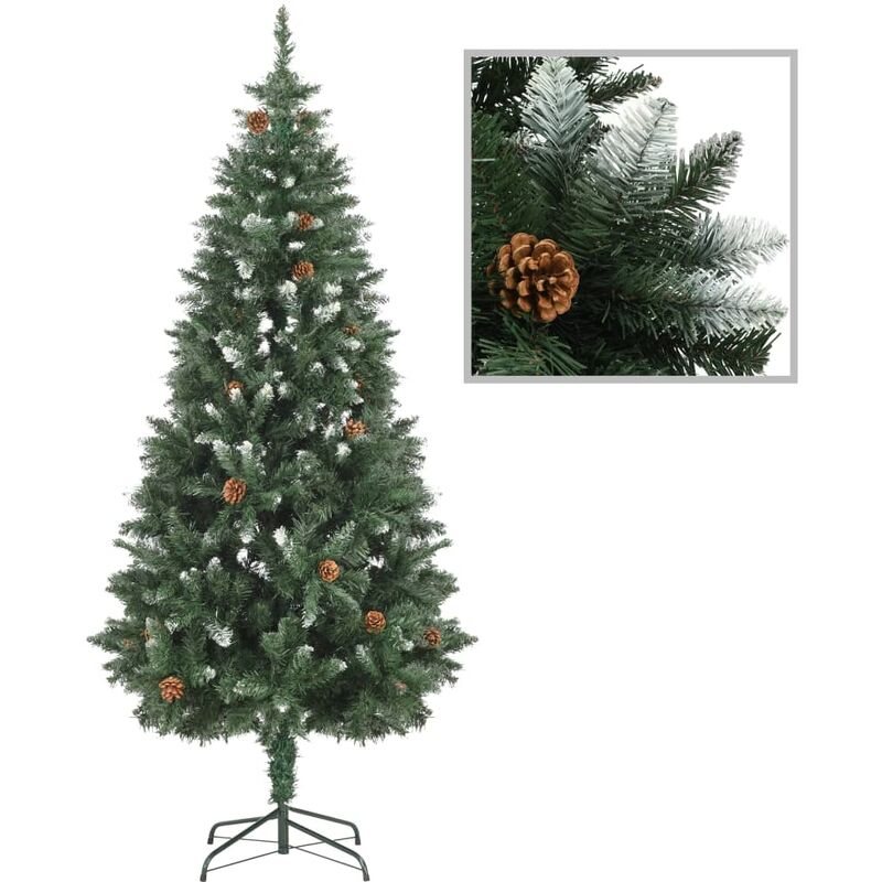 

Árbol de Navidad artificial con piñas y brillo blanco 180 cm - Verde - Youthup