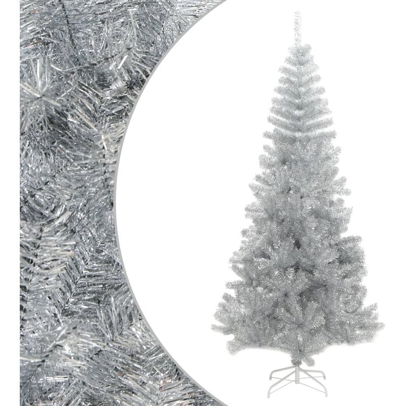 

Árbol de Navidad artificial con soporte plateado PET 240 cm - Plateado - Youthup
