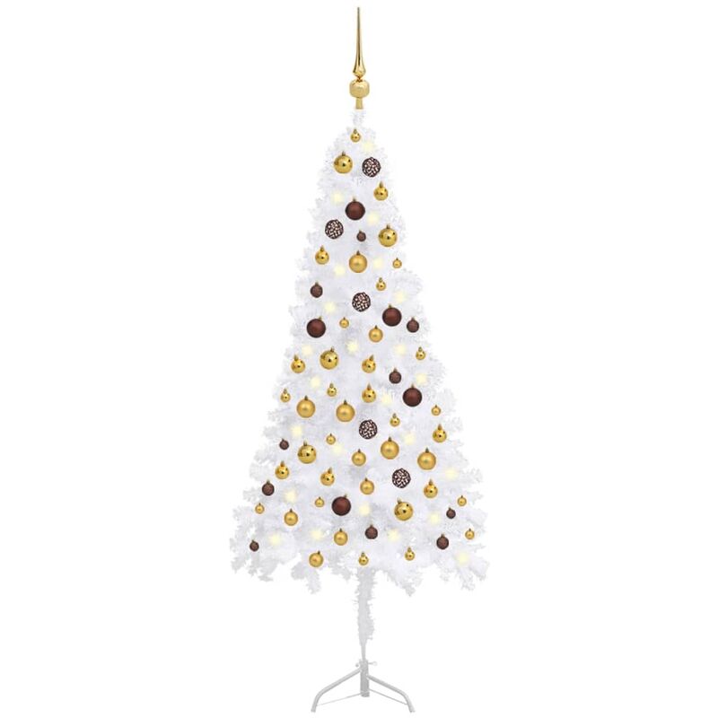 

Árbol de Navidad artificial de esquina LED y bolas blanco 150cm - Youthup