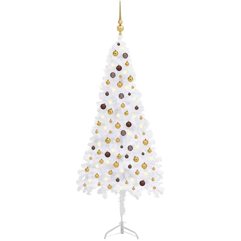 

Árbol de Navidad artificial de esquina LED y bolas blanco 210cm - Youthup