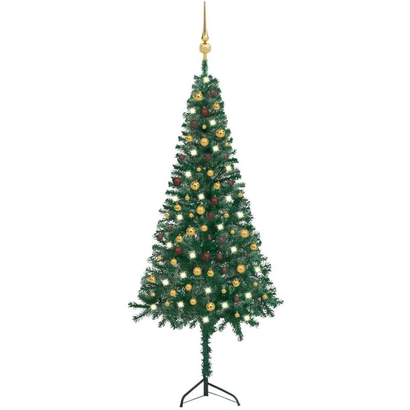 

Árbol de Navidad artificial esquina LED y bolas verde 240 cm - Youthup