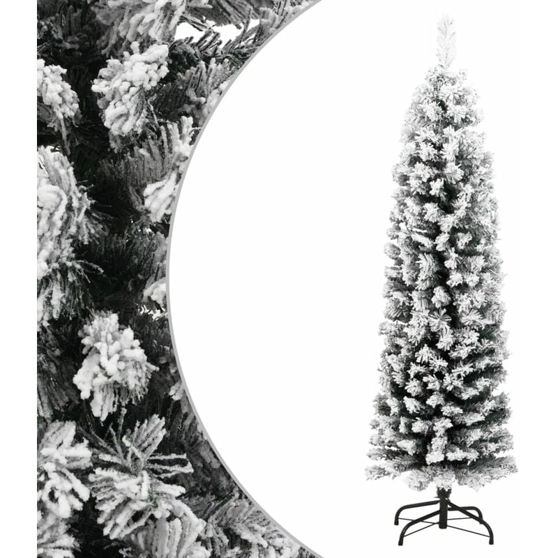 

Árbol de Navidad artificial estrecho con nieve PVC verde 120 cm - Verde - Youthup