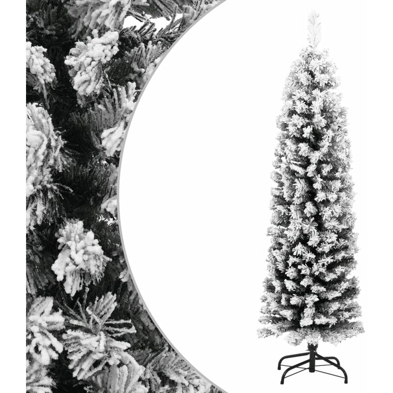 

Árbol de Navidad artificial estrecho con nieve PVC verde 150 cm - Verde - Youthup