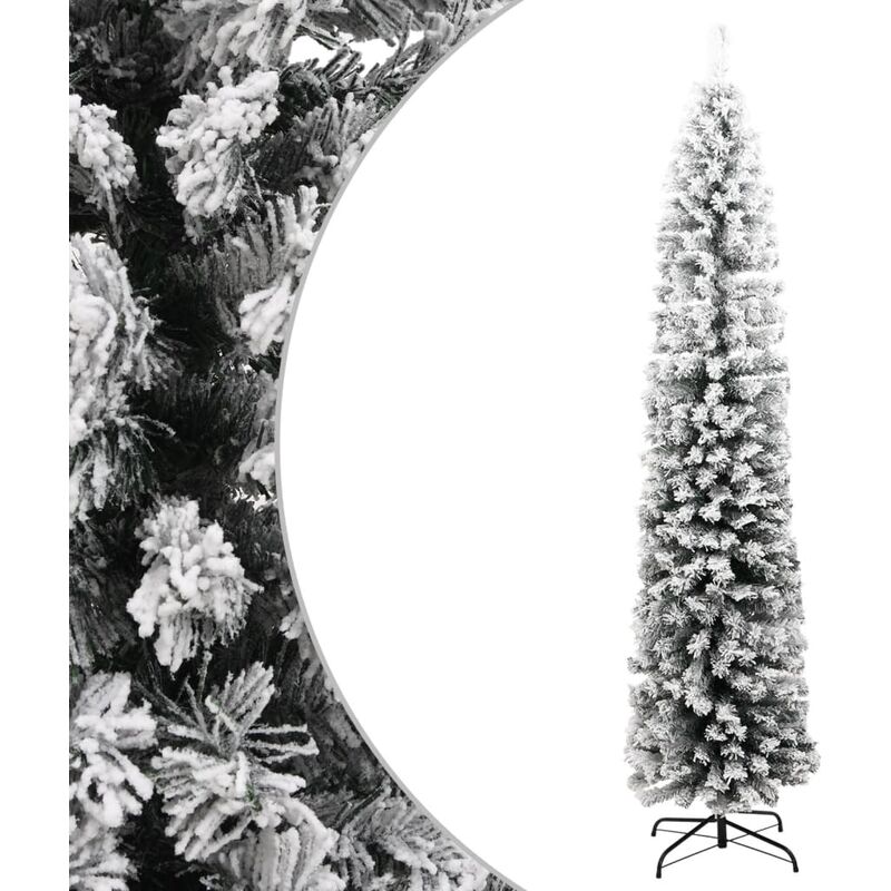 

Árbol de Navidad artificial estrecho con nieve PVC verde 240 cm - Verde - Youthup