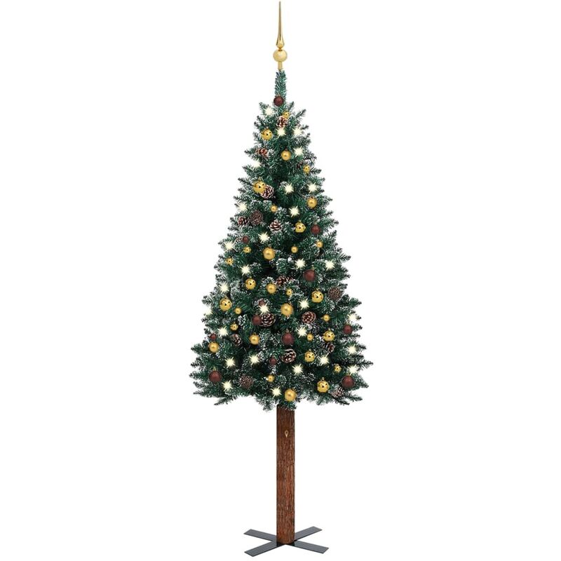 

Árbol de Navidad artificial estrecho LED y bolas verde 180 cm - Youthup