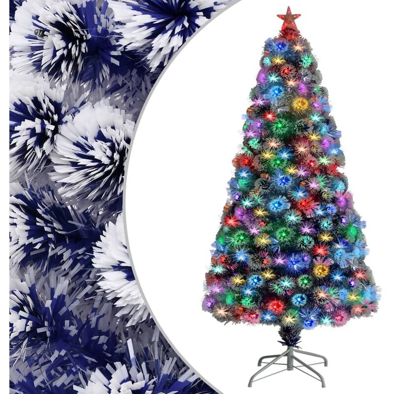 

Árbol de Navidad artificial LED fibra óptica blanco azul 120 cm - Youthup