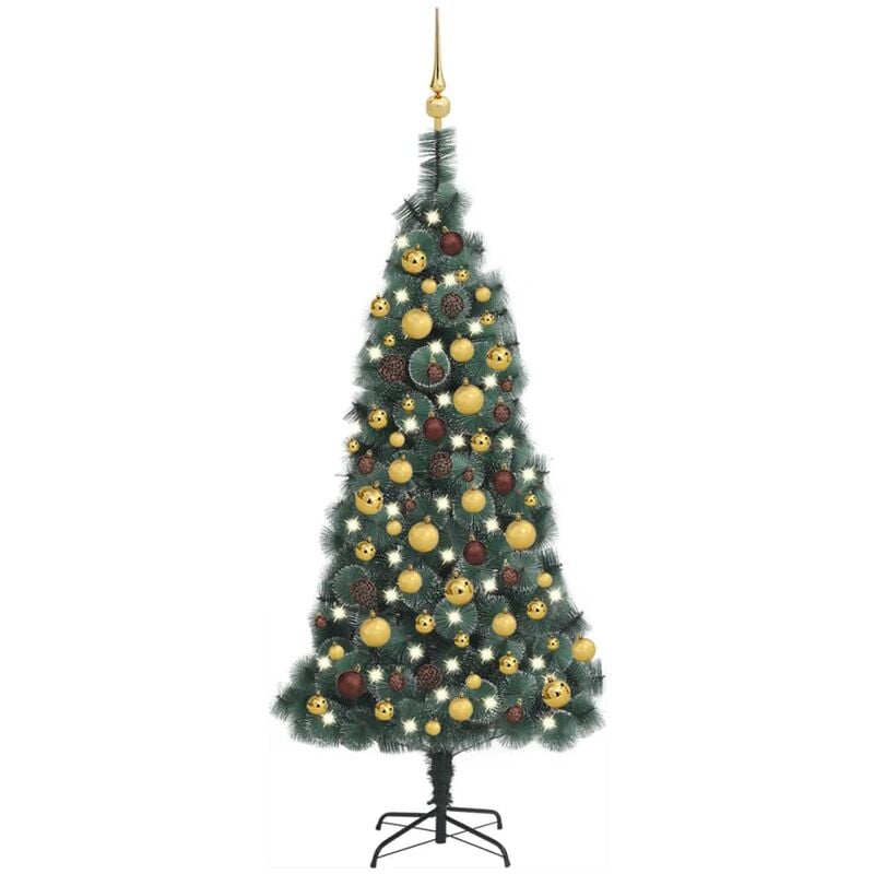 

Árbol de Navidad artificial LED y bolas verde 120 cm PVC y PE - Youthup