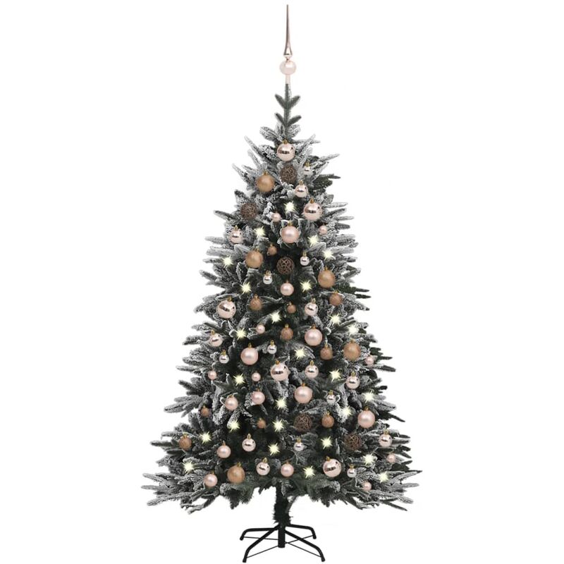 

Árbol de Navidad con LED bolas y nieve flocada 150 cm PVC y PE - Youthup