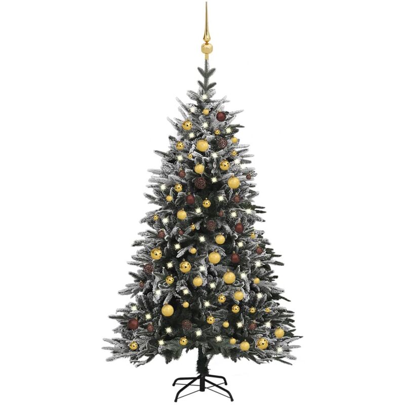 

Árbol de Navidad con LED bolas y nieve flocada 180 cm PVC y PE - Youthup