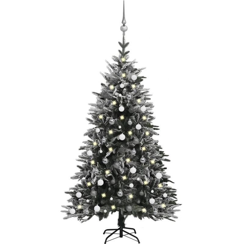 

Árbol de Navidad con LED bolas y nieve flocada 180 cm PVC y PE - Youthup