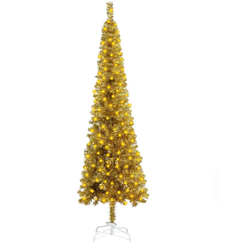 

YOUTHUP Árbol de Navidad estrecho con LED dorado 180 cm