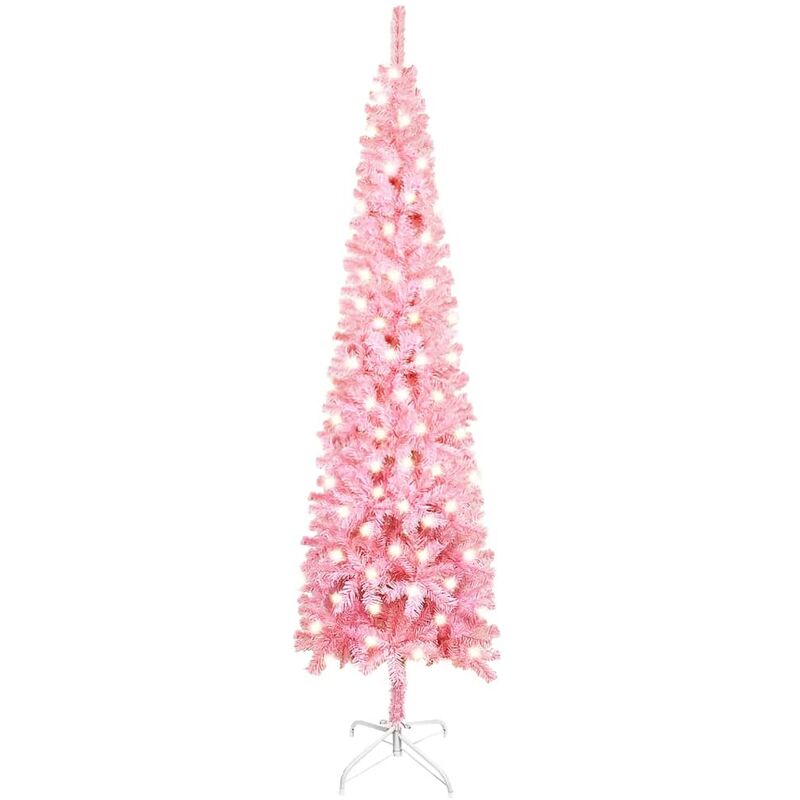 

YOUTHUP Árbol de Navidad estrecho con LED rosa 180 cm