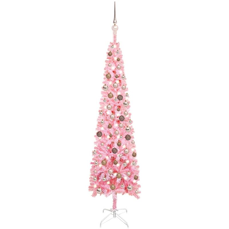 

Árbol de Navidad estrecho con LED y bola rosa 180 cm - Youthup