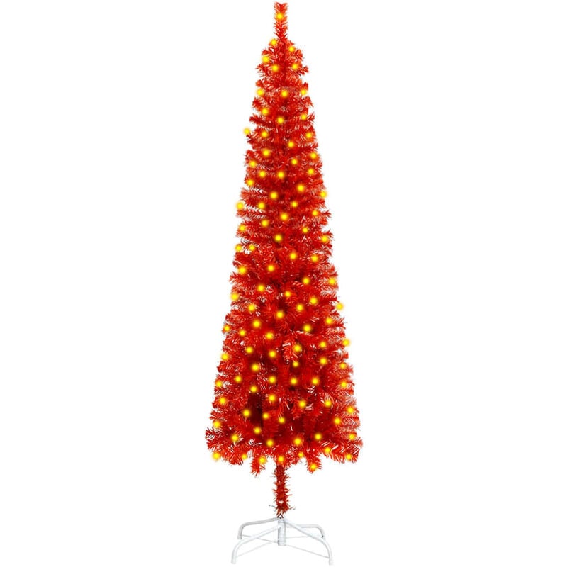 

YOUTHUP Árbol de Navidad estrecho con LEDs rojo 240 cm