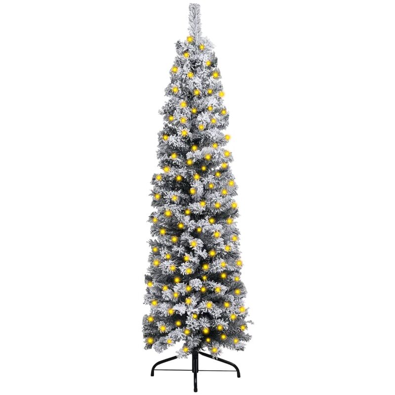 

Árbol de Navidad estrecho LED y nieve flocado PVC verde 120 cm - Youthup