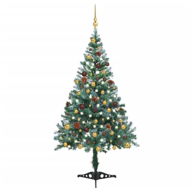 

YOUTHUP Árbol de navidad glaseado con LEDs, bolas y piñas 150 cm