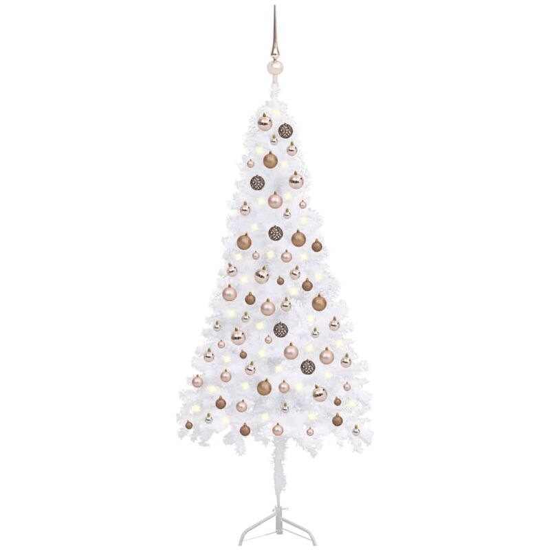 

Árbol Navidad artificial esquina LED y bolas PVC blanco 150 cm - Youthup