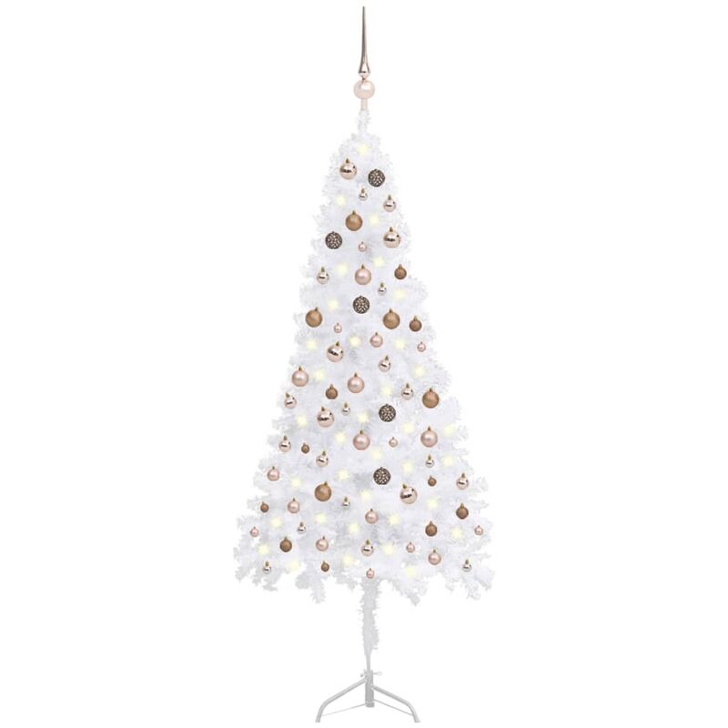

Árbol Navidad artificial esquina LED y bolas PVC blanco 210 cm - Youthup